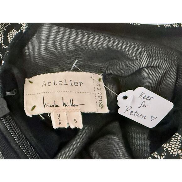 Nicole Miller Artelier USA 6 Floral Black Witchy Flare ALine Lolita VTG Anthro - Picture 5 of 7